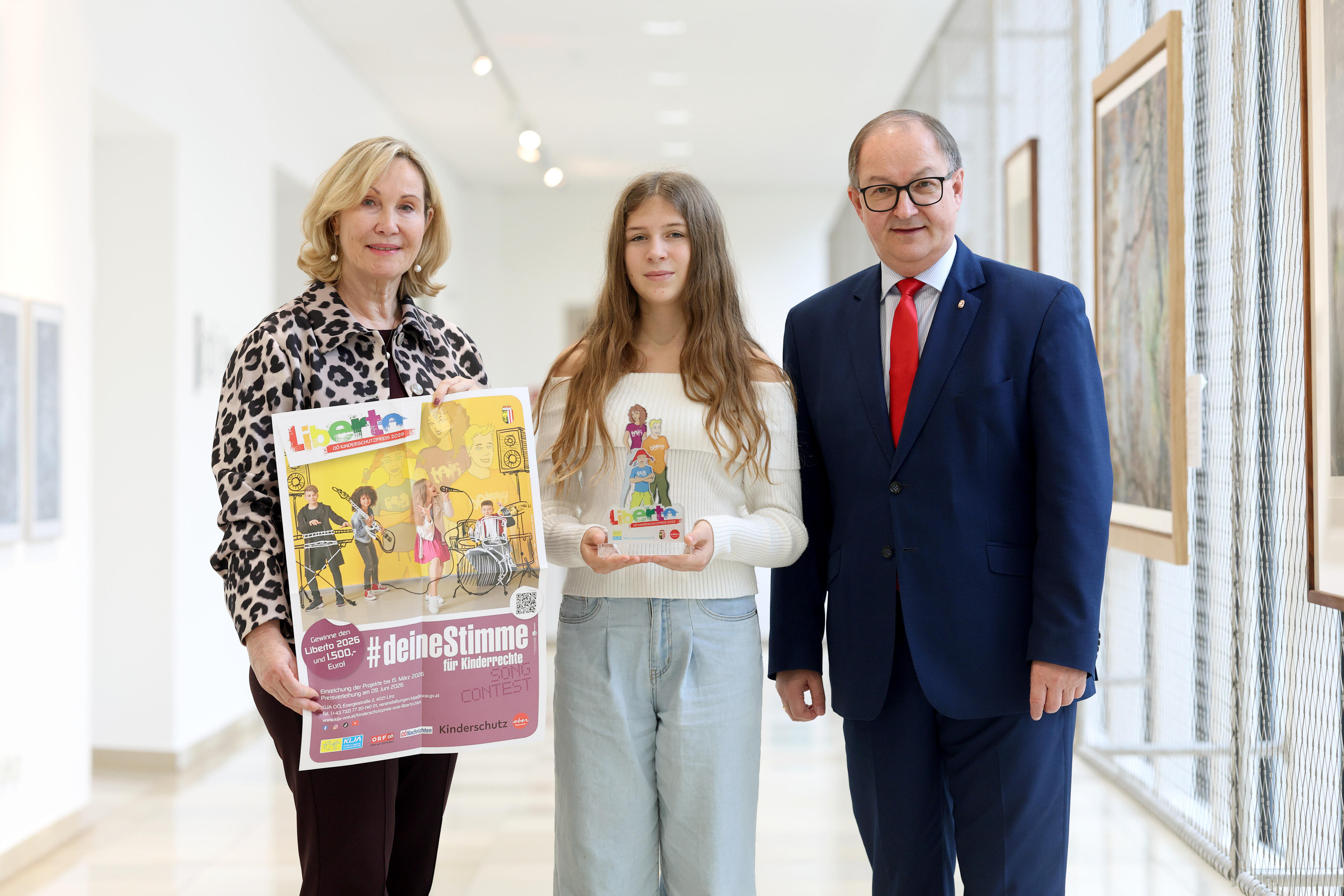Liberto 2026 Auftakt mit Kinder- und Jugendanwältin Winkler-Kirchberger, Liberto 2023 Preisträgerin Grillenberger und Landesrat Winkler