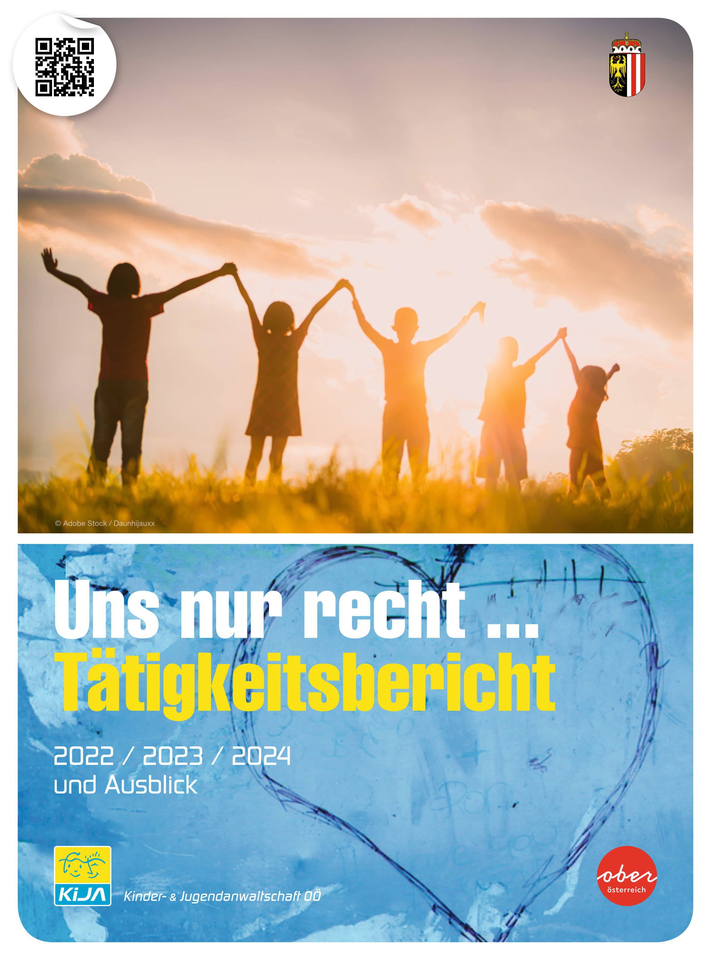Titelbild Tätigkeitsbericht KiJA OÖ 2022, 2023, 2024.