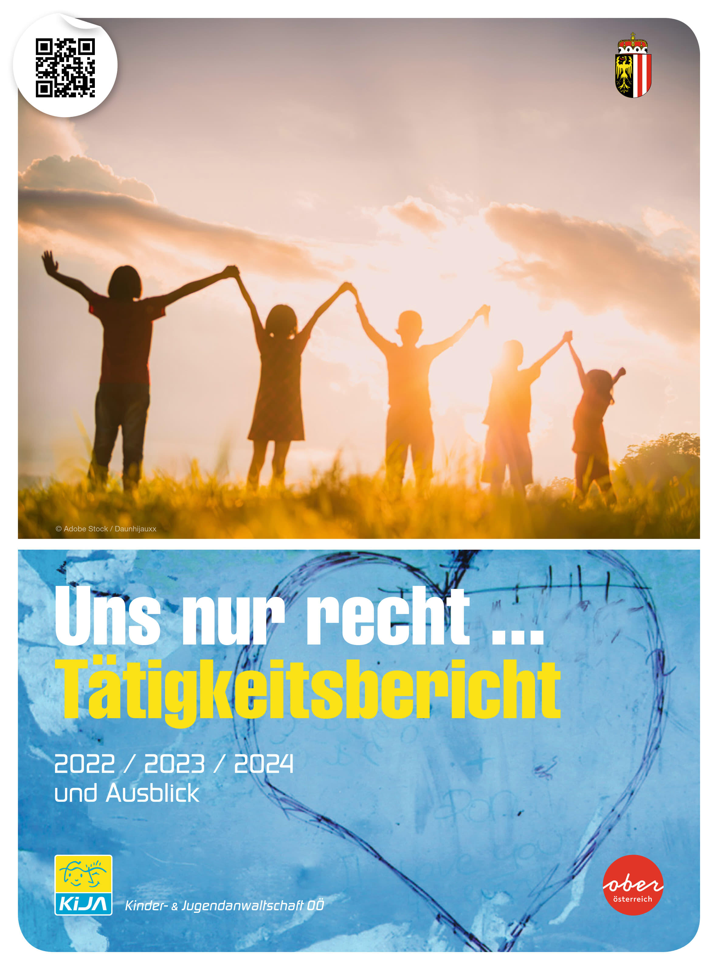 Titelbild Tätigkeitsbericht KiJA OÖ 2022, 2023, 2024.